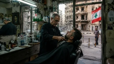 تصویر مستند و خبری از یک آرایشگاه قدیمی در بیروت به عنوان نماد بقا و پایداری در جریان بحران اقتصادی لبنان