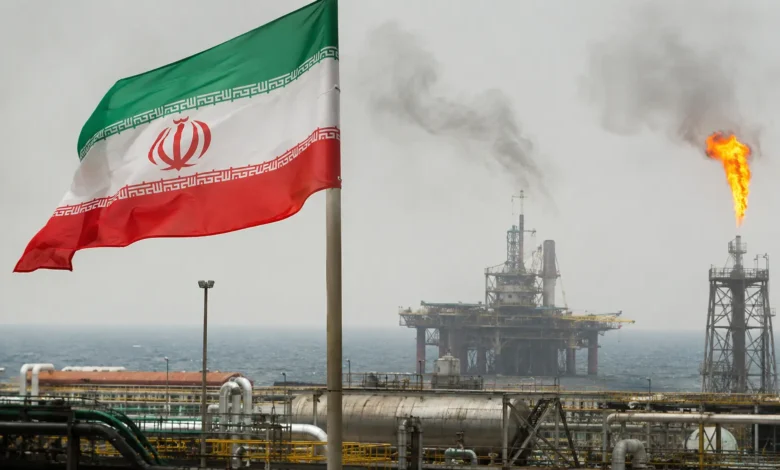Iranian oil facilities and offshore platforms amid reports of US suspension of Iran energy sanctions.